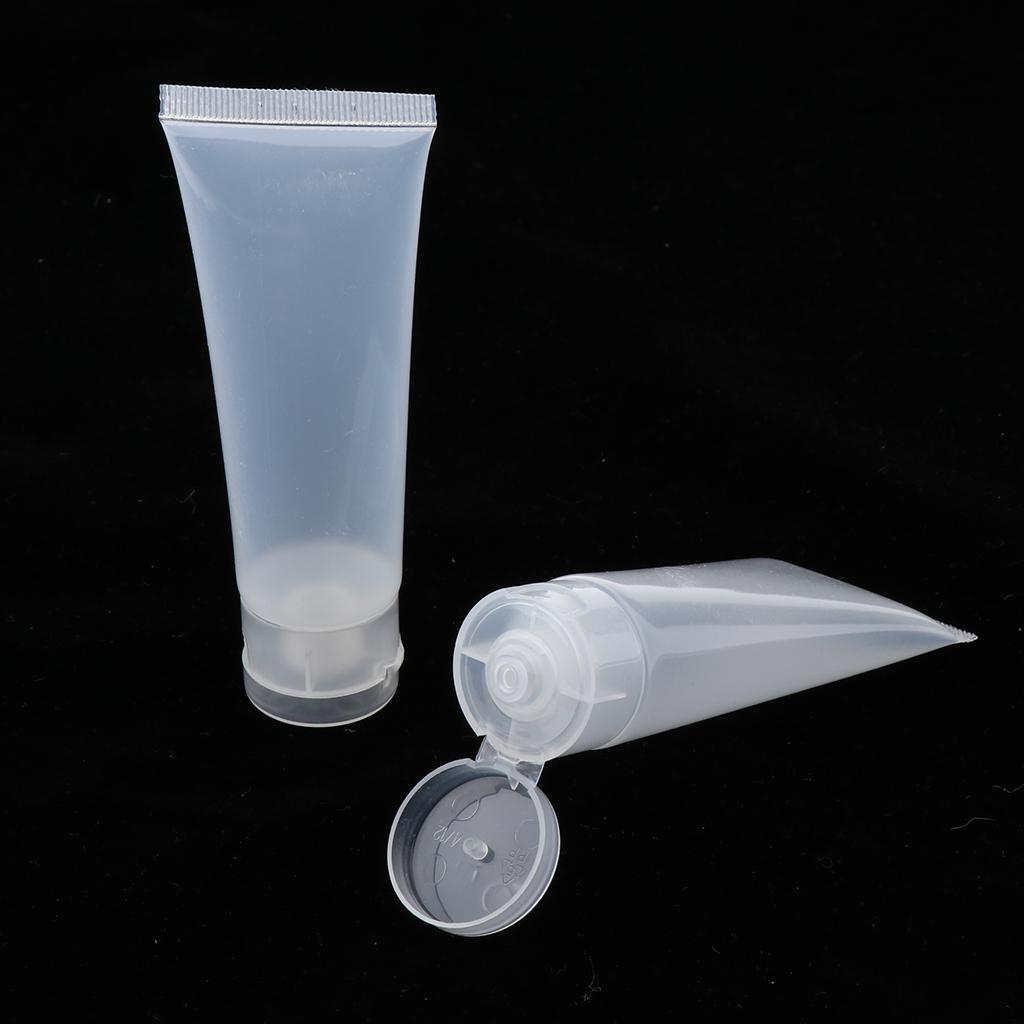 80x Mini 50ml Empty Cosmetic Tubes Flip Cap for Body Lotion Shampoo Makeup