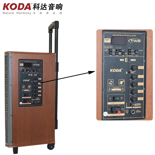 Loa kéo Koda KD-805 bass 8&quot; , 2 Mic kèm điều khiển, hàng chính hãng