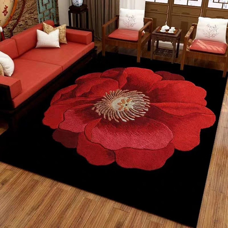 Thảm lì trang trí phòng khách mẫu 01-Bông Hồng Đỏ 1,6x2,3m