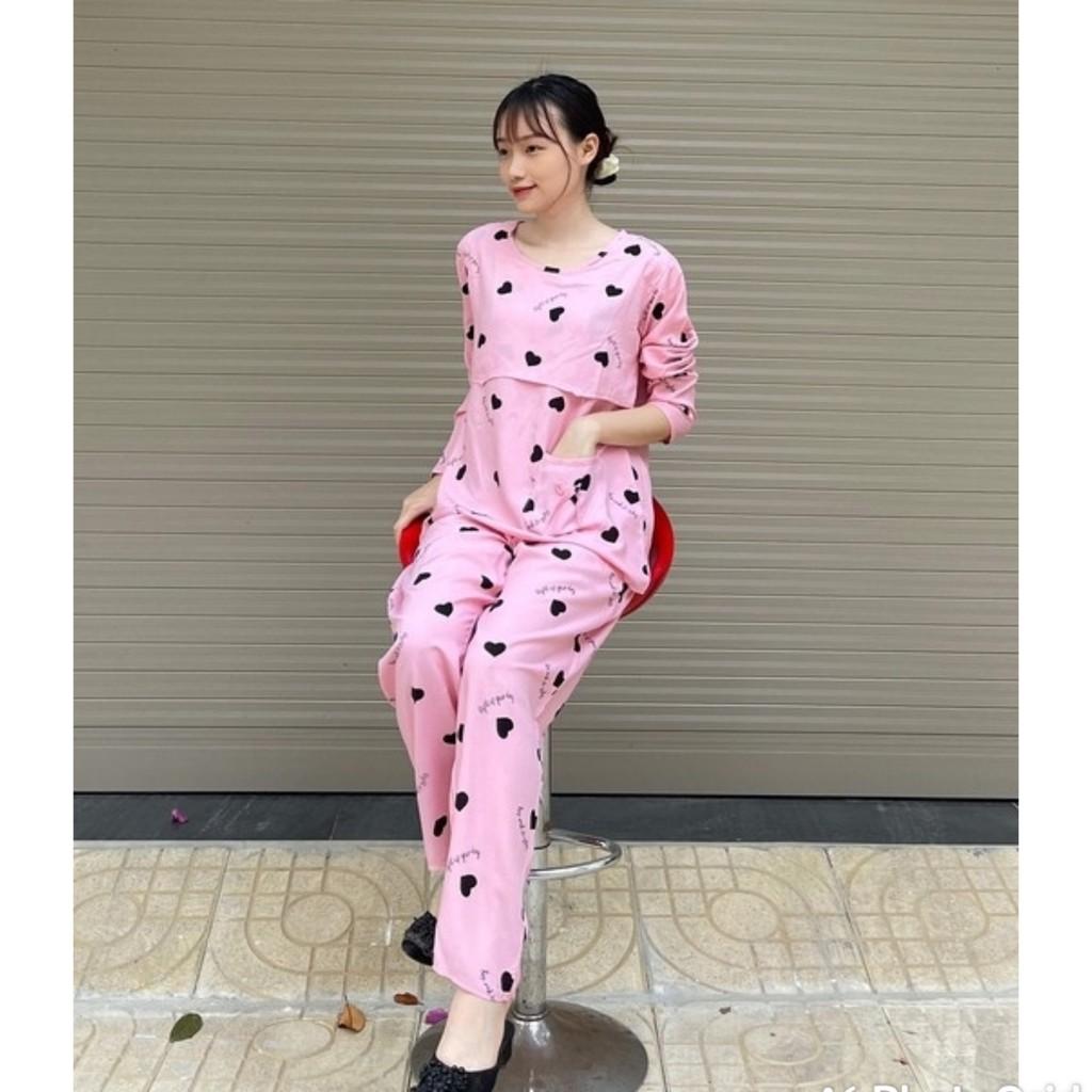 Bộ bầu Lanh sau sinh cài khuy dài tay đẹp giá rẻ chất mát mùa hè