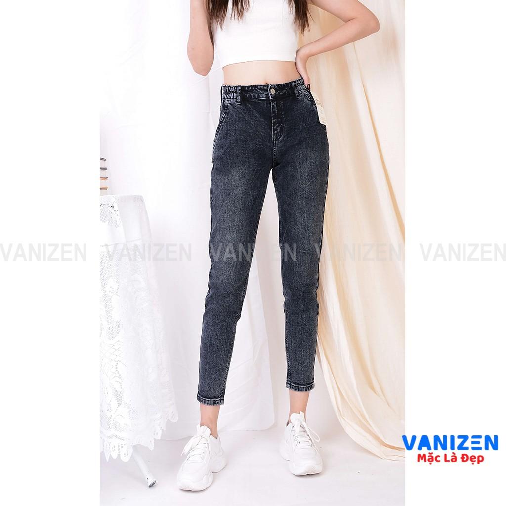 Quần jean nữ ống rộng baggy đẹp lưng cao cạp bán chun xám khói hàng cao cấp mã 427 VANIZEN