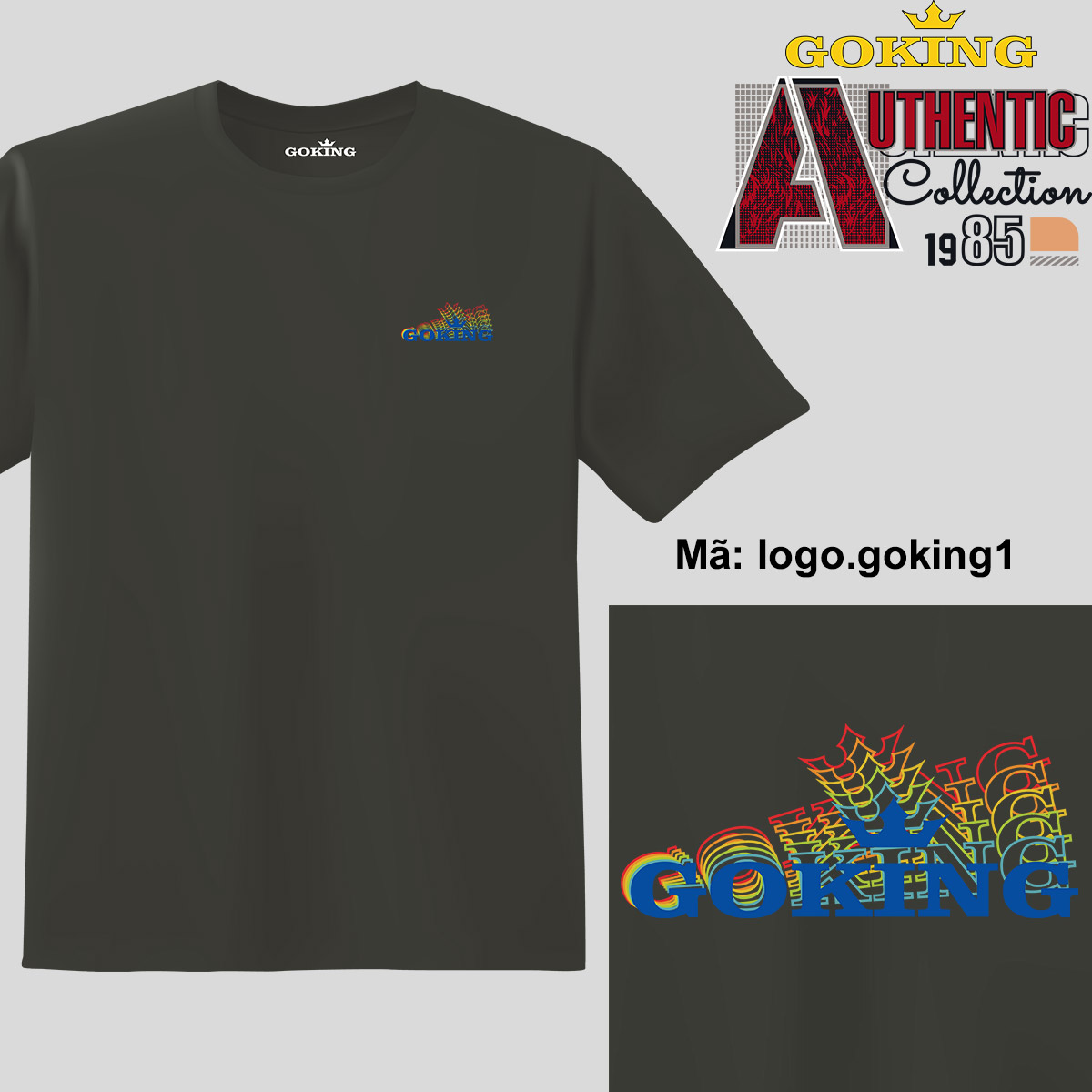 Áo thun hàng hiệu Goking, logo lục sắc, mã logo-goking1. Áo phông GOKING đẹp cho nam nữ, form unisex. Quà tặng cao cấp cho gia đình, cặp đôi, hội nhóm, doanh nghiệp