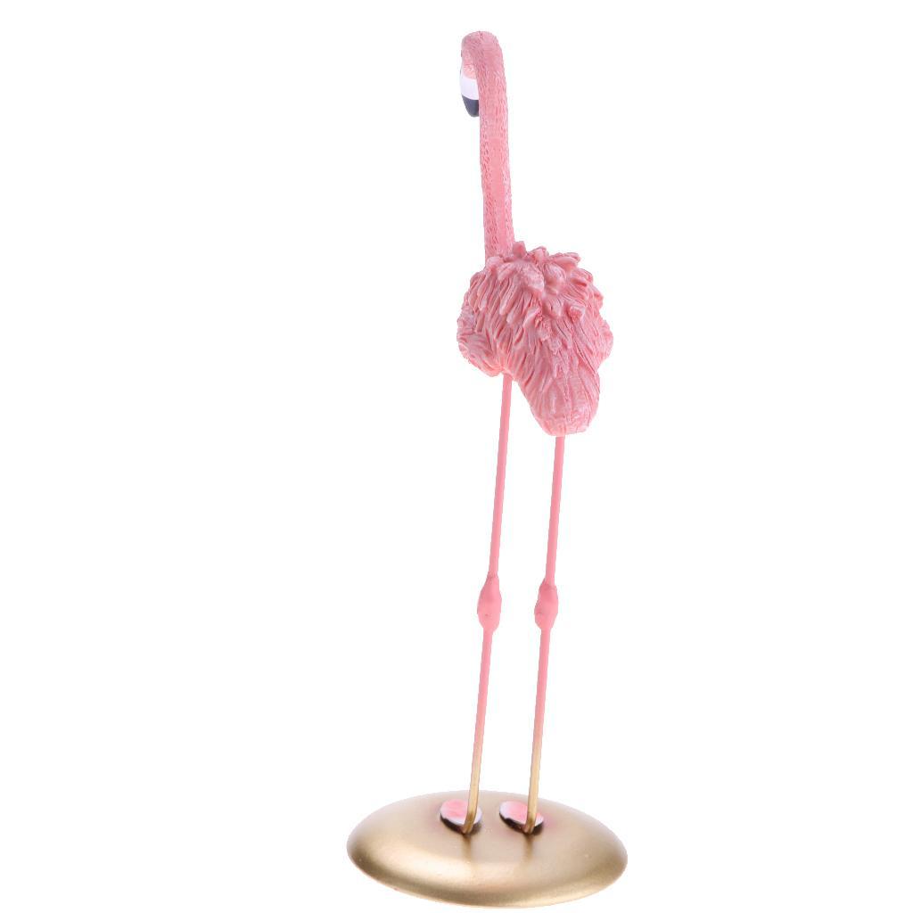 3pcs Flamingo Figurine Miniature Sculpture Glass Base Stand Table Ornament