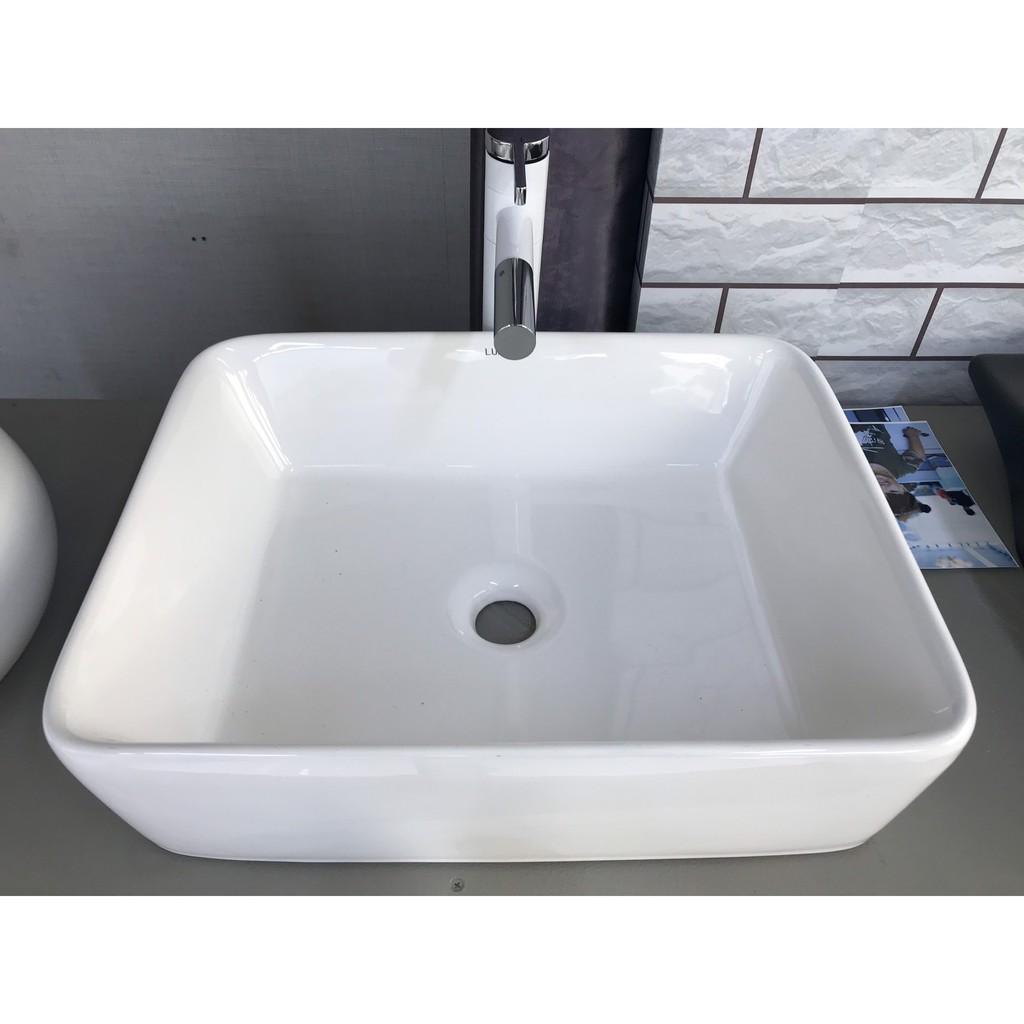 LAVABO VUÔNG MÀU TRẮNG ĐẶT BÀN