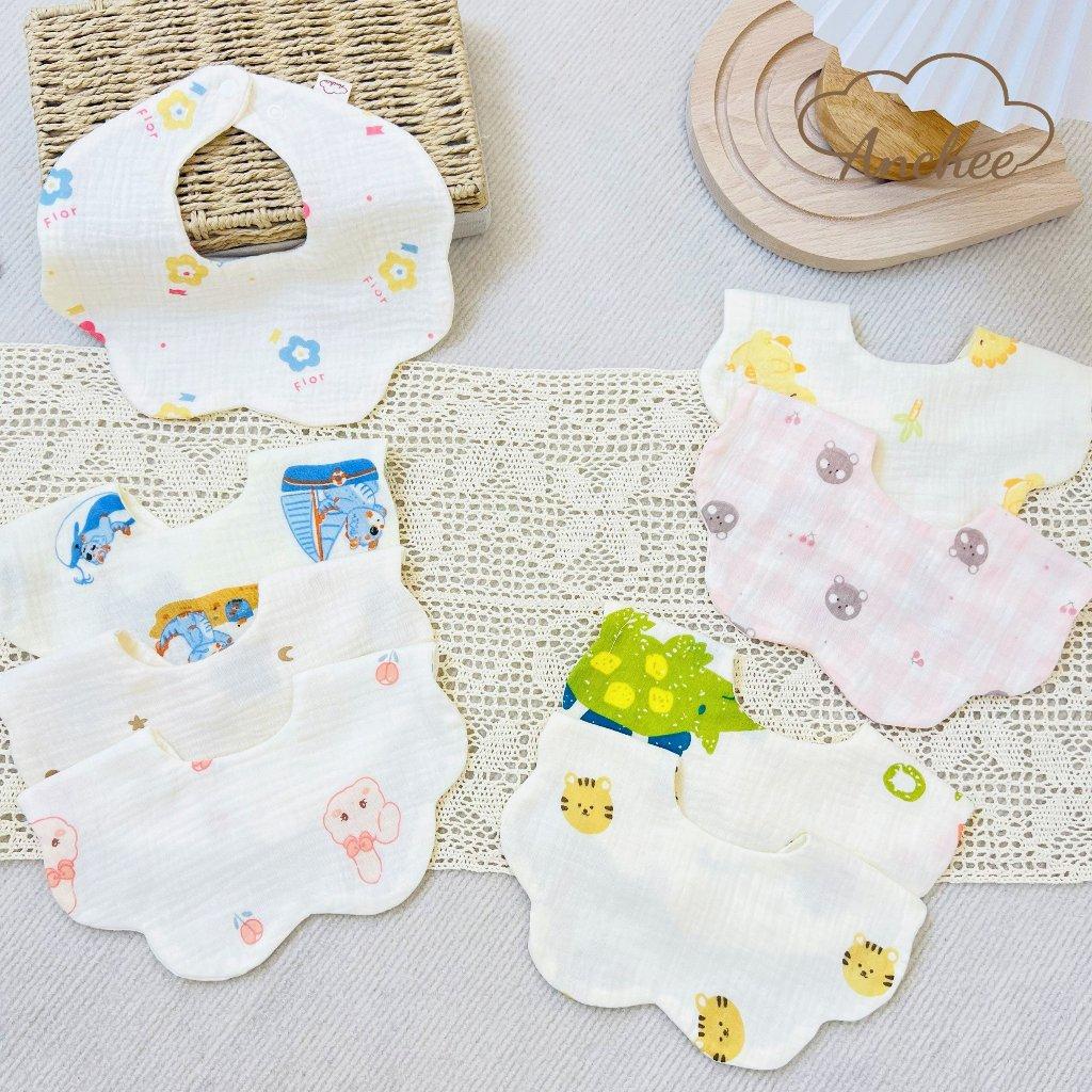 Yếm Vải Xô Muslin 4 Lớp Mềm Mịn, Thấm Hút Tốt Cho Bé Từ Sơ Sinh