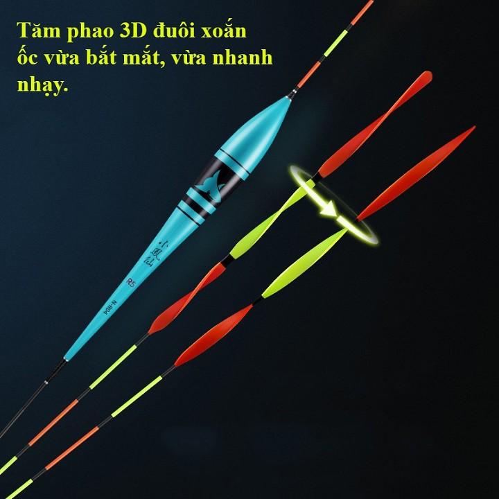 Phao Câu Đài Nano Shark Phao Câu Cá Tăm phao 3D Đầu Xoắn Truyền Thông Tin Siêu Nhạy Cao Cấp PC20