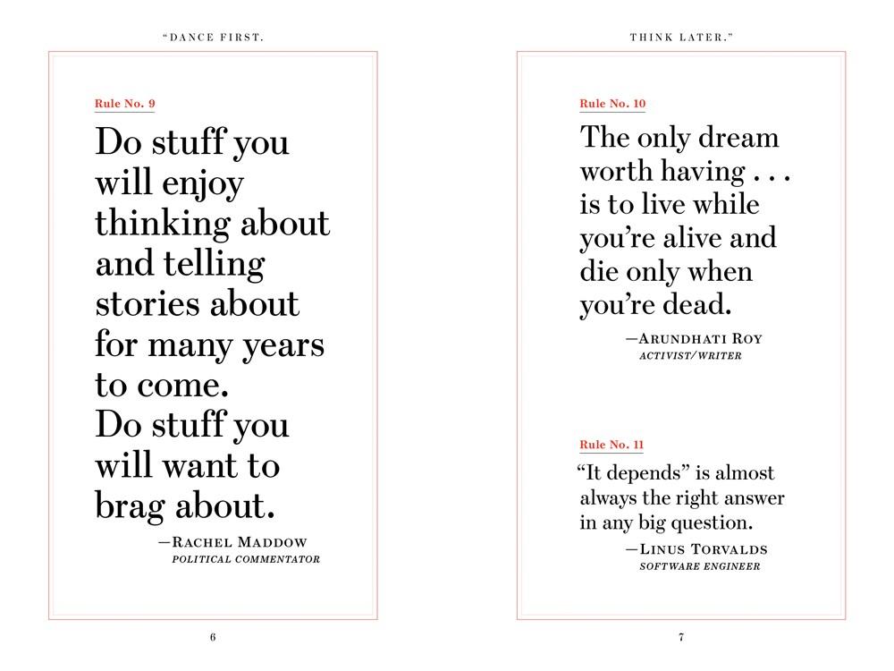 Sách - "Dance First. Think Later" : 618 Rules to Live By by Workman Publishing (US edition, paperback)