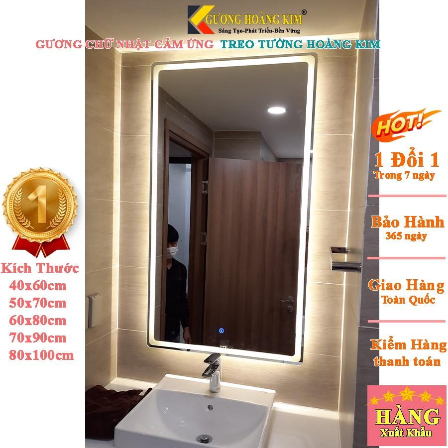 Gương cảm ứng đèn led treo tường bàn trang điểm makeup nhà tắm phòng wc cao cấp chữ nhật thông minh guonghoangkim mã HK-3001