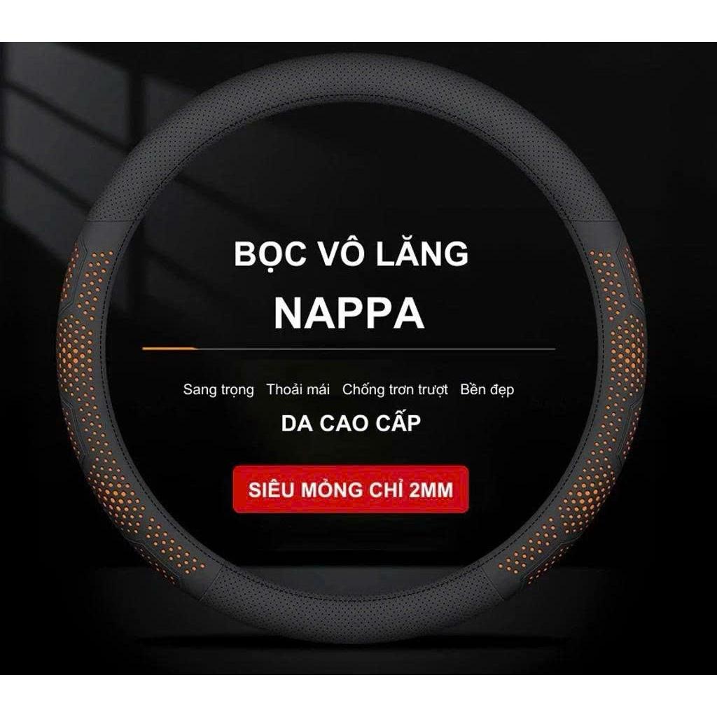 Bọc Vô Lăng Ô Tô 3D Da Nappa Cao Cấp Siêu Mỏng Thiết Kế Kiểu Dáng Lỗ Thoát Khí Chống Trơn - chấm xanh