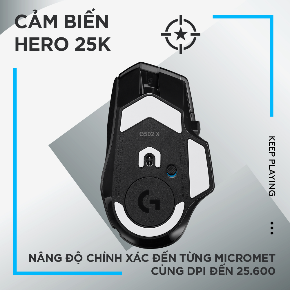 Chuột game không dây Logitech G502 X LIGHTSPEED – Switch LIGHTFORCE Hybrid, Cảm biến Hero 25K, 13 Nút lập trình, tương thích Windows/Mac OS - Hàng chính hãng