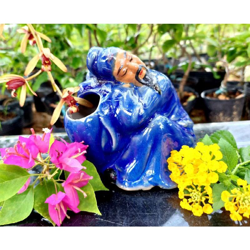 Chậu tượng la hán ông sây ngồi nhỏ men sứ loại 1 góm sứ bác tràng