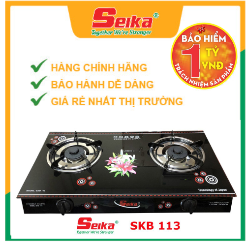 Bếp Gas Đôi Mặt Kính SEIKA - SKB113- Hàng Chính Hãng