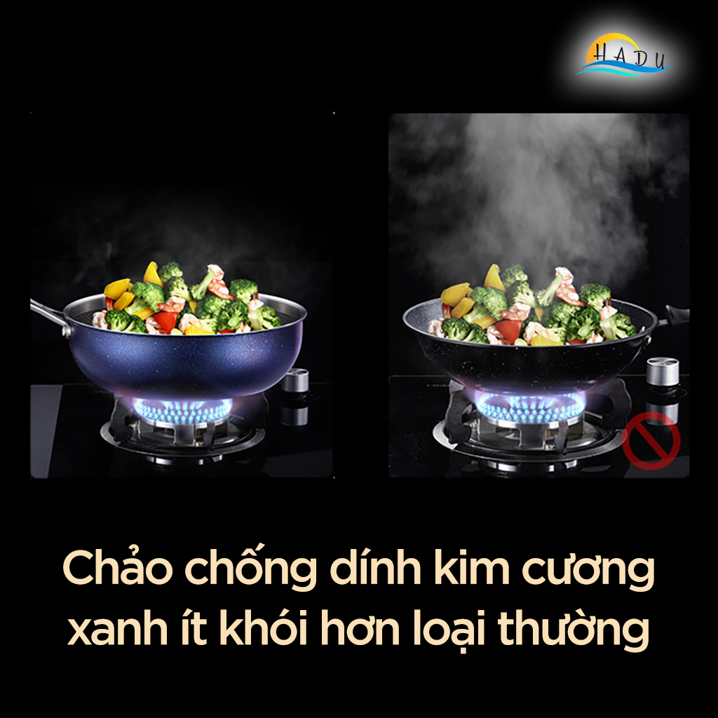 Chảo Chống Dính Bếp Từ Sâu Lòng Có Nắp 30cm Inox 304 Kim Cương Xanh Đạt Chất Lượng Đức SSGP