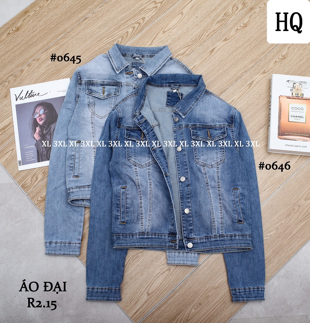 Áo khoác jeans nữ xuất xịn bigsize HQJeans form lớn thoải mái