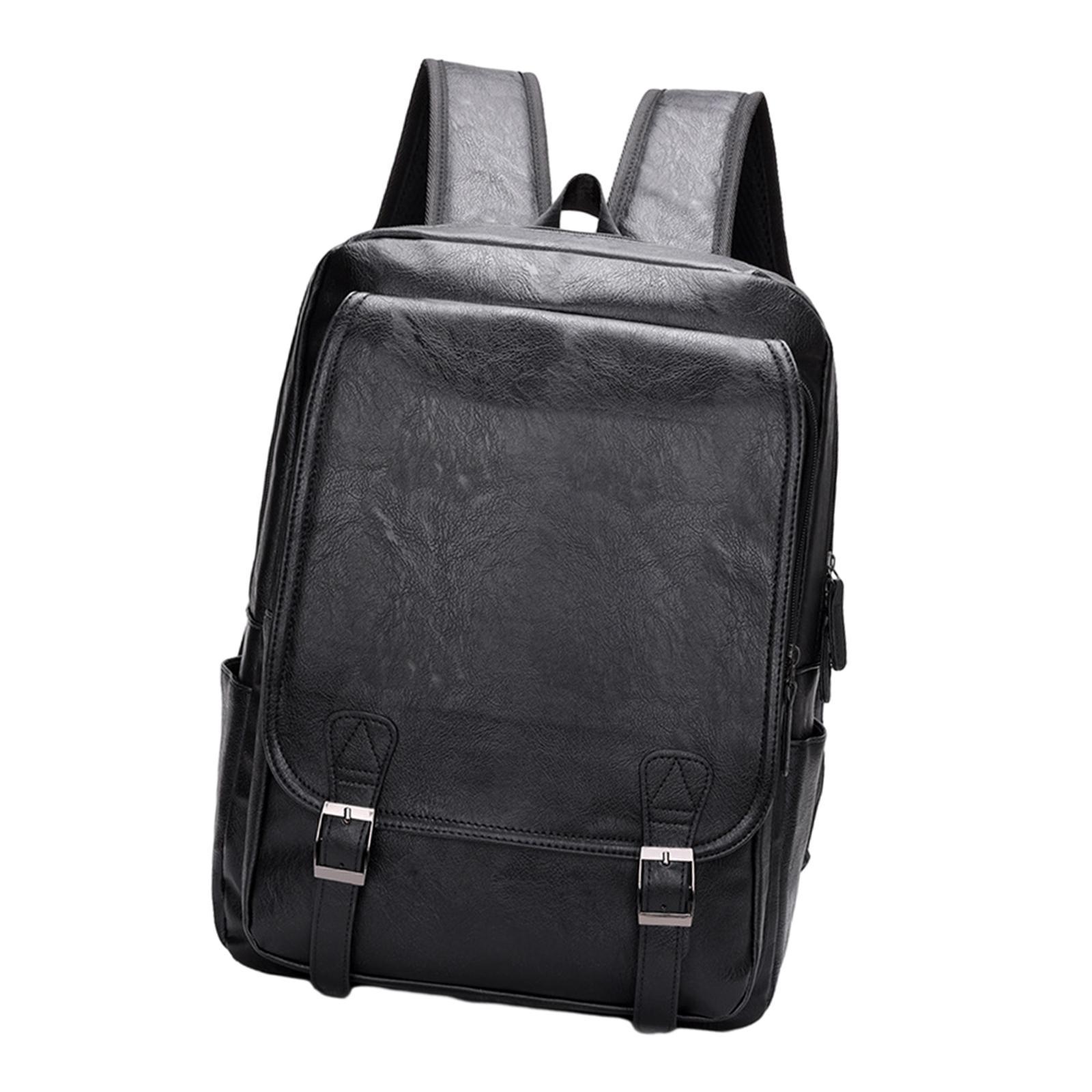 Laptop Backpack Men's PU Leather Backpack for Notebook Bookbag Casual Daypack Rucksack for Hiking Office Travel Work Shopping