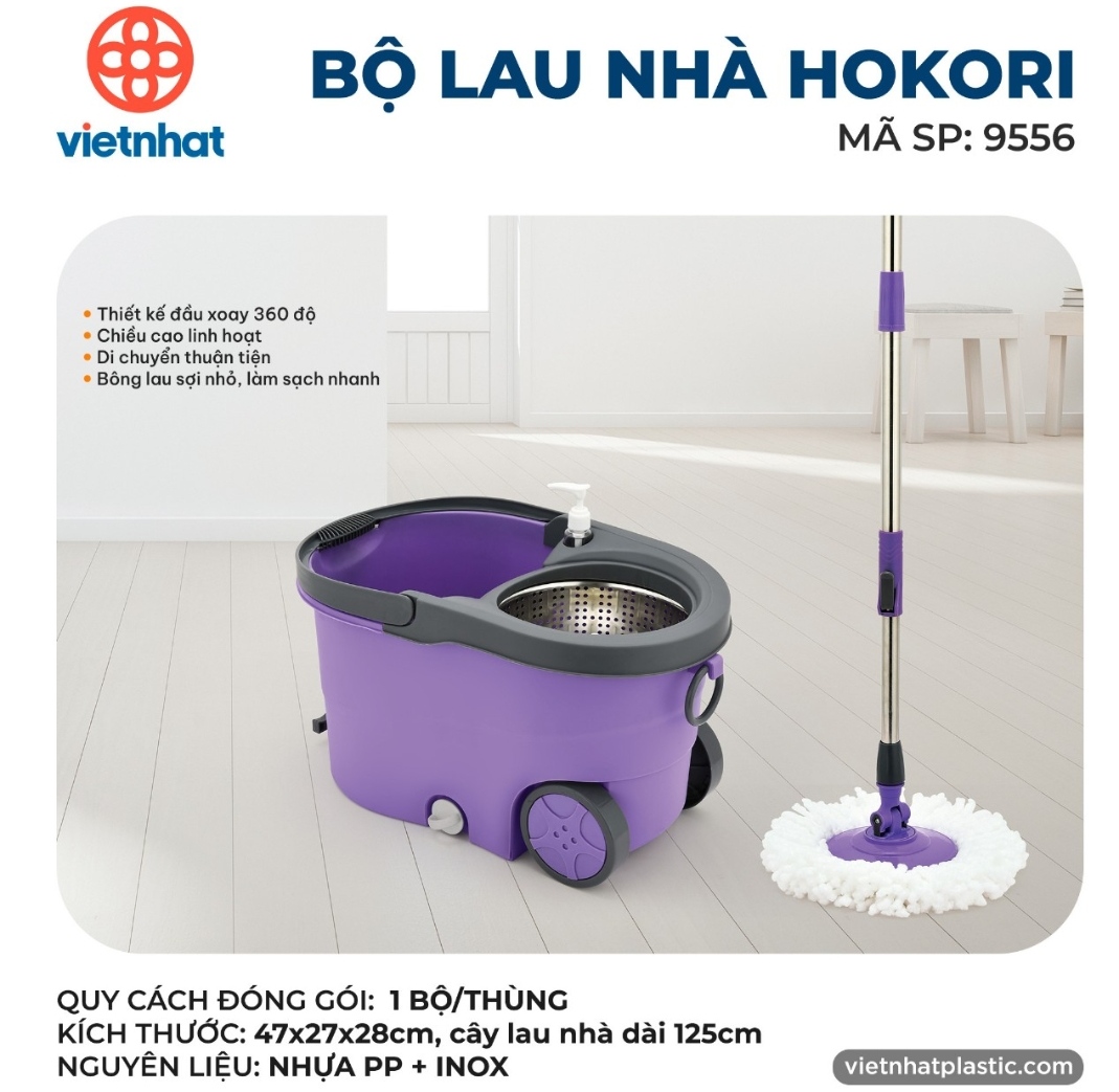 Bộ Lau Nhà 360° / Thùng Lau Nhà Thông Minh 360° Lồng Inox