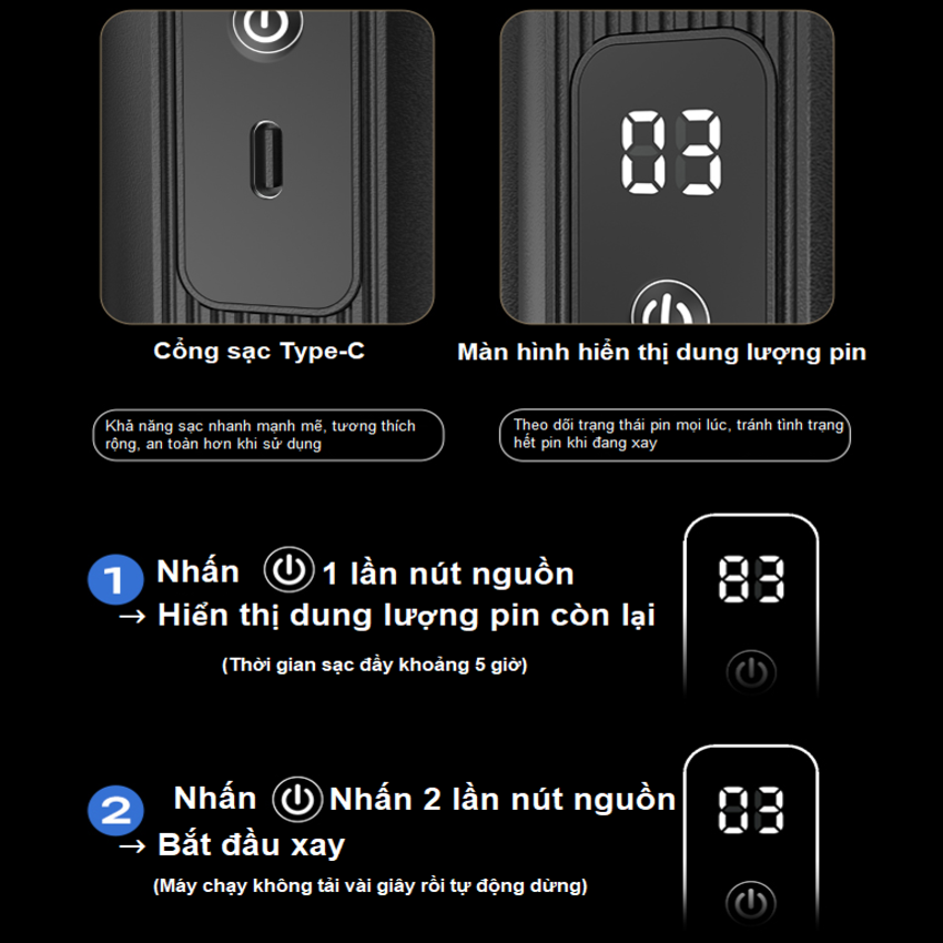 Máy xay hạt cà phê Espresso cầm tay, dùng pin thương hiệu Mỹ cao cấp HiBREW G5 MINI - Hàng chính hãng