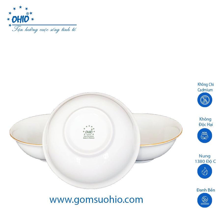Tô LOE 13cm Sứ Trắng Viền Kim OHIO