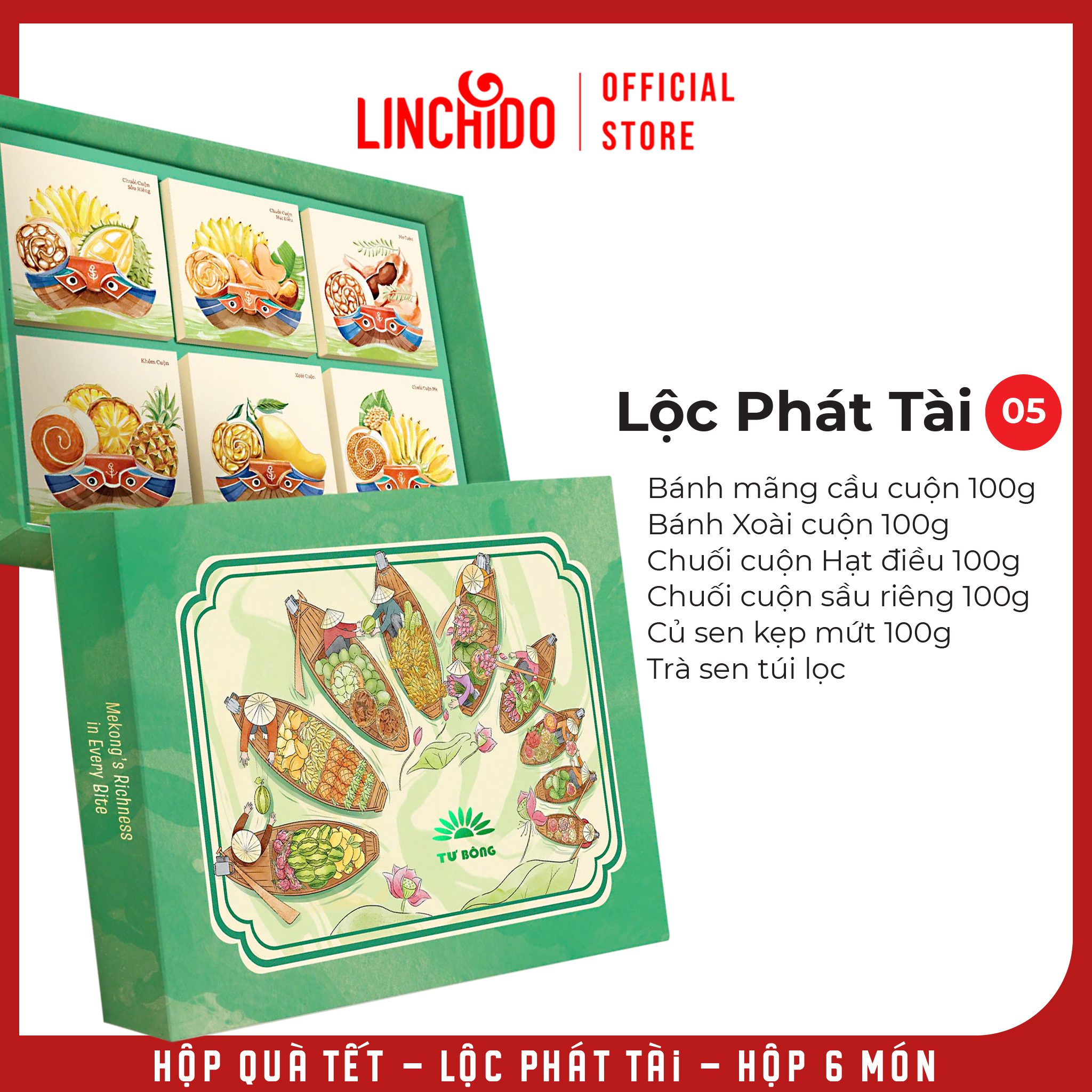 Hộp Quà Tết - Lộc Phát Tài - Hộp 6 Món