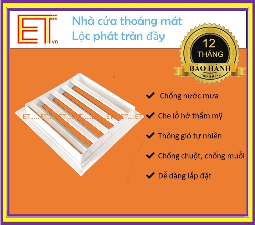 Chớp ô thoáng LOUVER-400x250 CHỐNG MUỖI, CHỐNG HẮT MƯA đa năng, nhôm sơn tĩnh điện siêu bền đẹp, Cửa thông khí, che lỗ hở thẩm mỹ chuyên dùng cho các biệt thự và TTTM