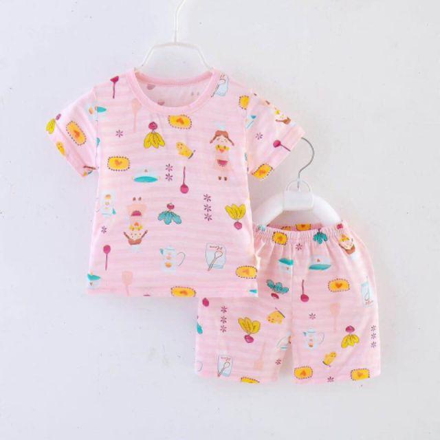 Bộ cotton tre hàng xuất chất đẹp cho bé gái