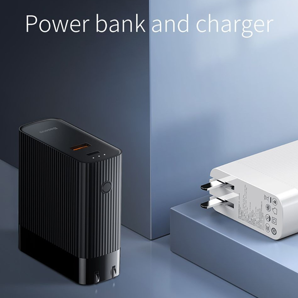 Bộ cóc củ sạc nhanh tích hợp pin dự phòng 5000mAh hiệu Baseus Power station Travel Charger (15W, Type C PD 3.0/ USB, Quick charge 3.0)