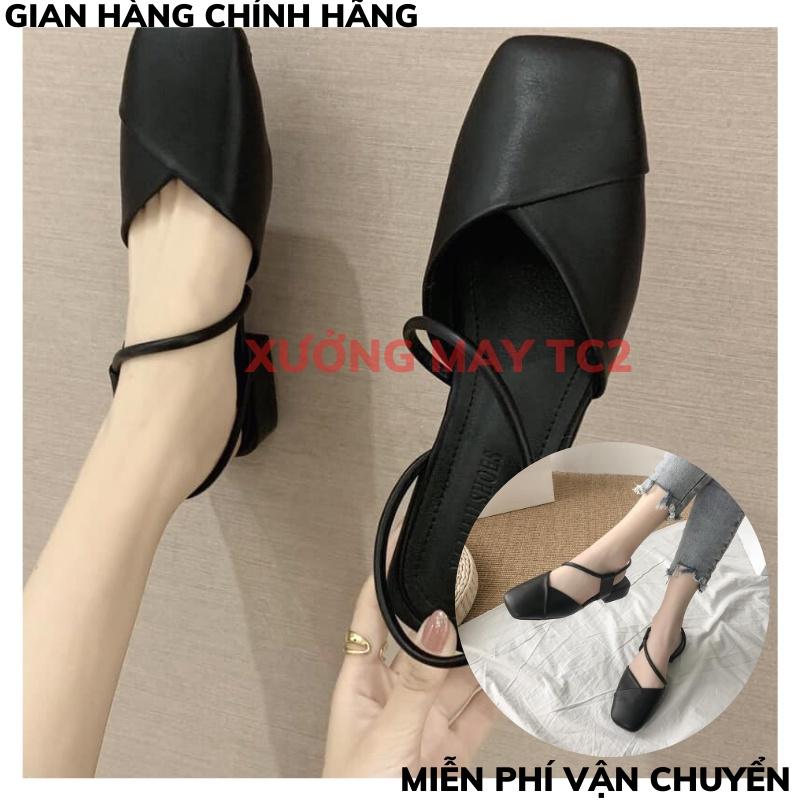 Giày bít mũi dây chéo vintage đế bằng cực xinh xắn THỜI TRANG 1989