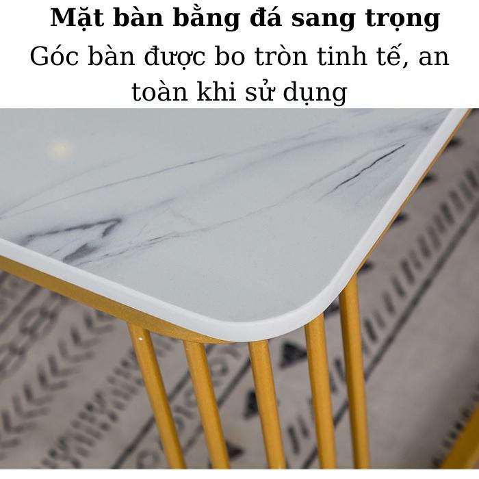 Bàn trà sofa mặt đá vân mây cẩm thạch cao cấp, bàn trà đôi vuông phòng khách phong cách bắc âu - A26