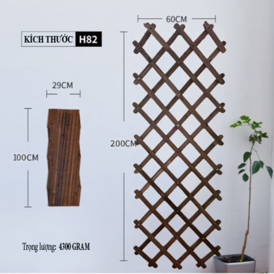 Giàn treo cây đa năng treo cây cảnh ban công kích thước 200x60cm hiện đại decor ban công sân vườn