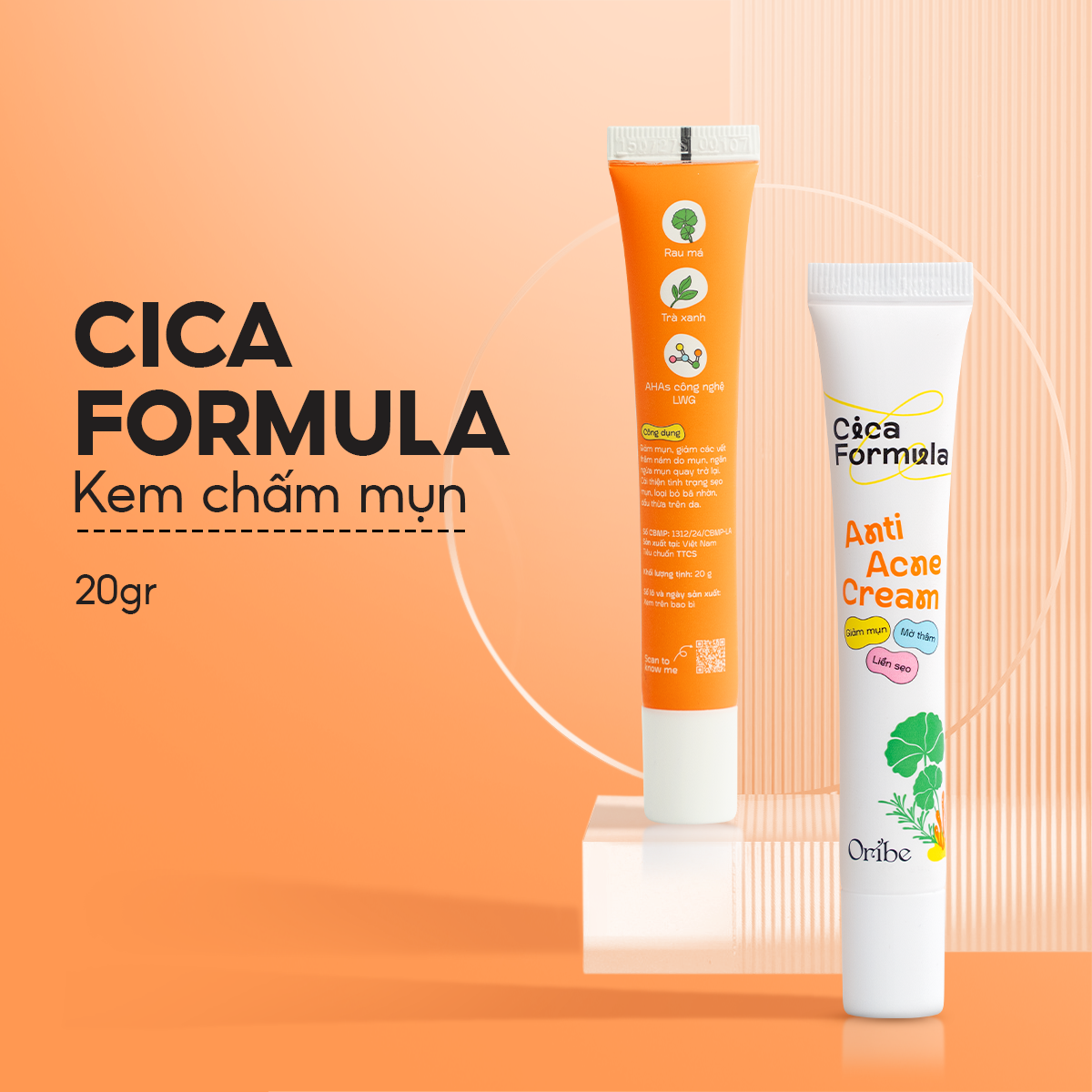 Kem chấm mụn rau má Oribe Cica Formula giảm mụn mờ thâm ngăn ngừa sẹo mụn 20g