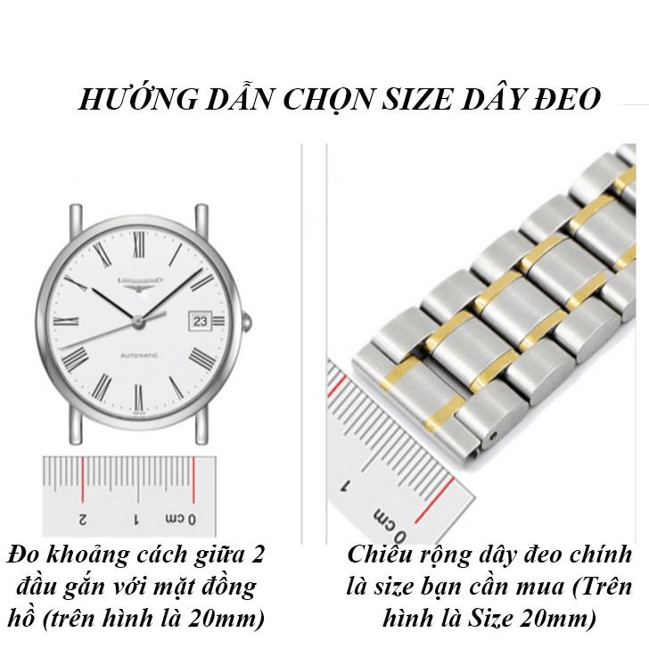 Dây đeo đồng hồ thép không gỉ đúc đặc Size 18 - 20 - 22mm nhiều màu