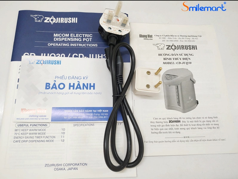 Bình Thủy Điện Zojirushi ZOBT-CD-JUQ30-CT - 3.0 L - Hàng chính hãng