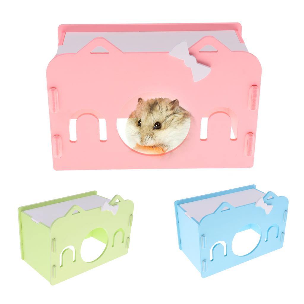 Small Animals Hamster Mice Mouse Wooden House Cute Toy Pet Supplies - Pink