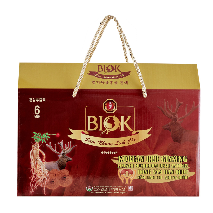 Nước Uống Sâm Nhung Linh Chi BIOK, Bổ Huyết, An thần, Tăng Thể Lực