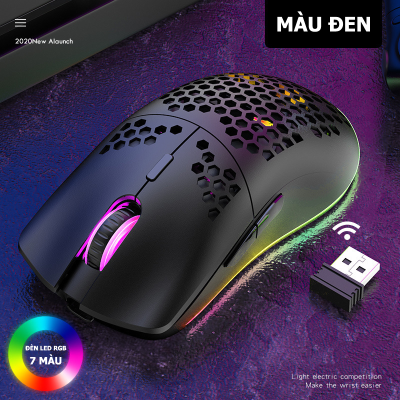 Chuột GAMING không dây 2.4GHz XYH80 Đèn LED RGB, DPI 3200