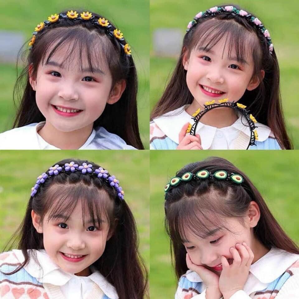 Bờm Kẹp Tóc Hàn Quốc Cho Bé Gái Có Đính Hoa Quả Siêu Cute (8 kẹp) Hot Nhất