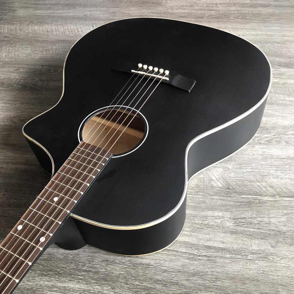 Đàn guitar acoustic màu đen có ty tập chơi SVA1  tặng 7 phụ kiện