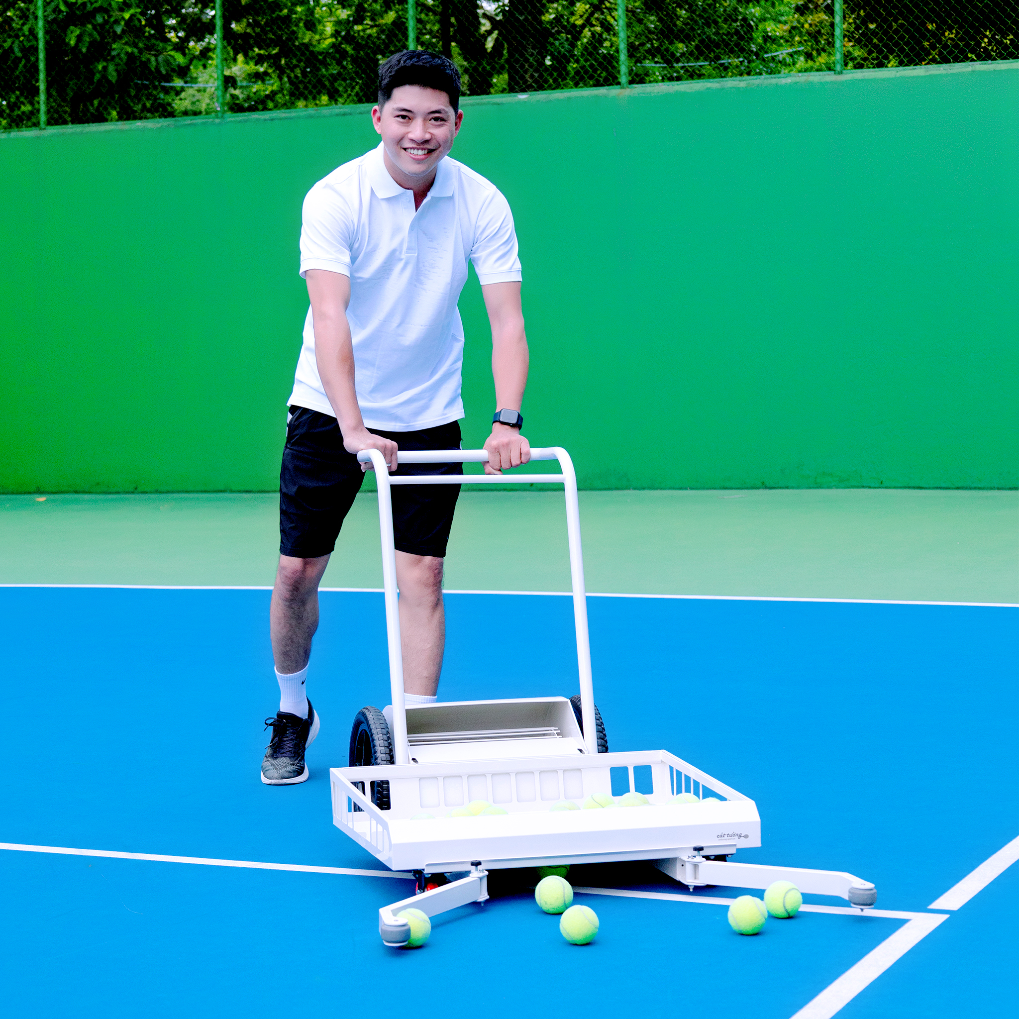 Xe đẩy gom bóng Tennis đã năng