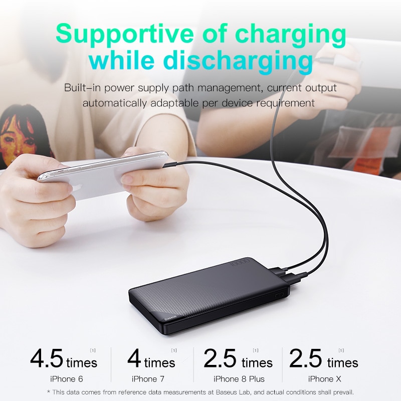 Sạc dự phòng Baseus Mini Cu power bank 10000mAh Dual-USB 2.1A kèm cáp Micro- Hàng chính hãng