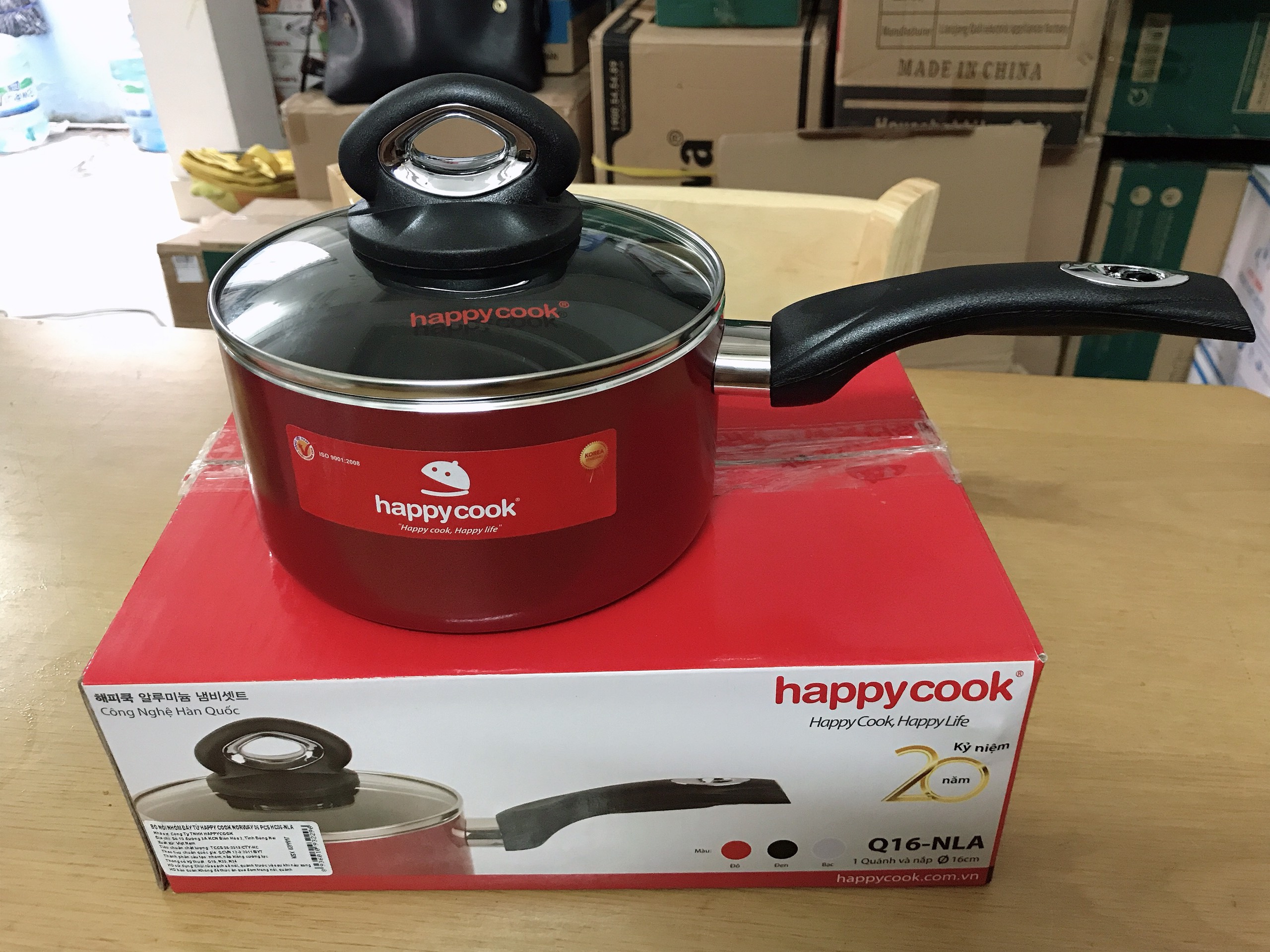 Quánh nấu bột, nấu cháo chống dính đáy từ Happycook size 16cm, chiều cao 8cm, sử dụng được trên bếp từ-Hàng chính hãng