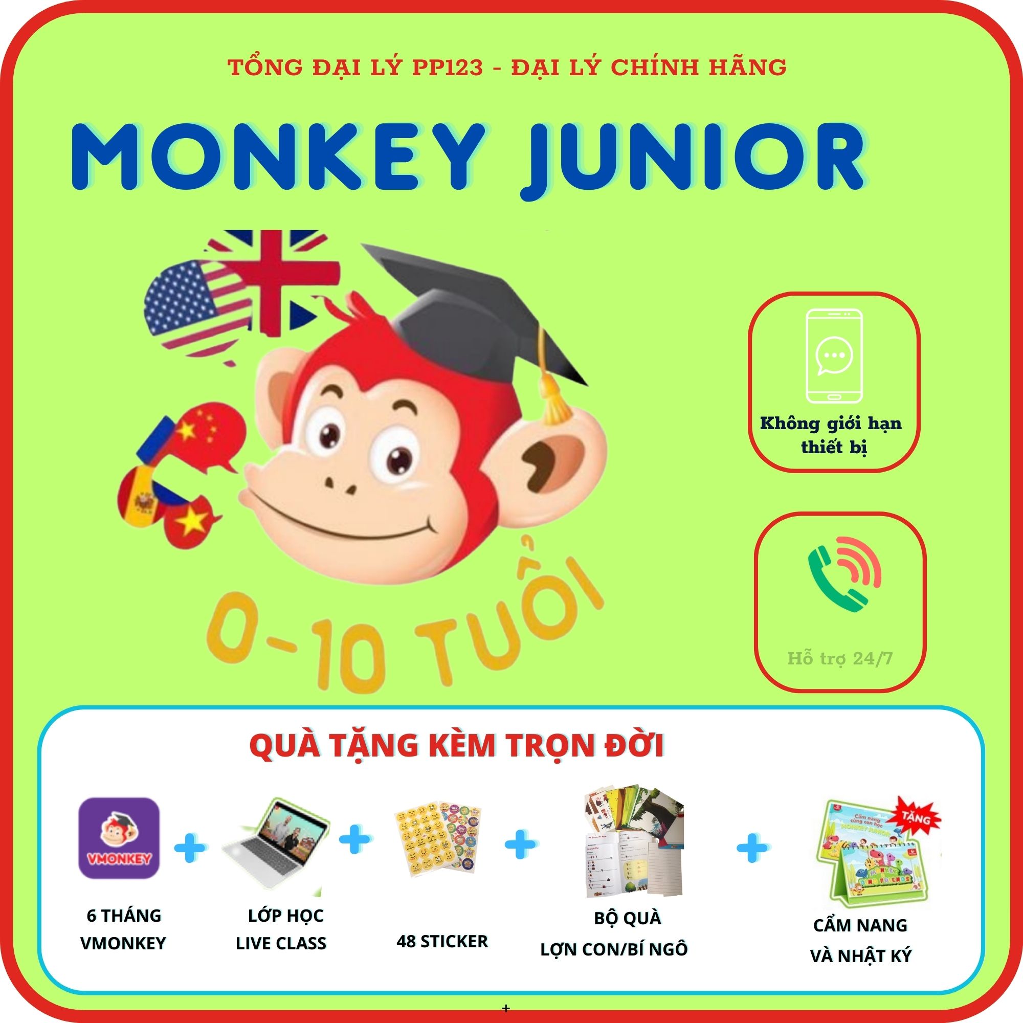 Hình ảnh Monkey Junior (Trọn đời,1 năm)Voucher Mã học  Tiếng Anh online