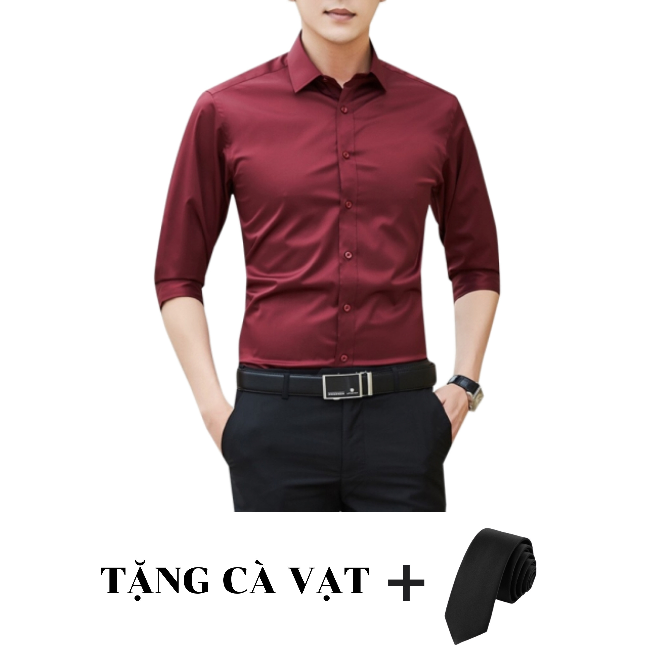 Áo Sơ Mi Nam Trơn Dài Tay Công Sở Tặng Cà Vạt Mẫu PG01 Thời Trang Nam Lịch Lãm
