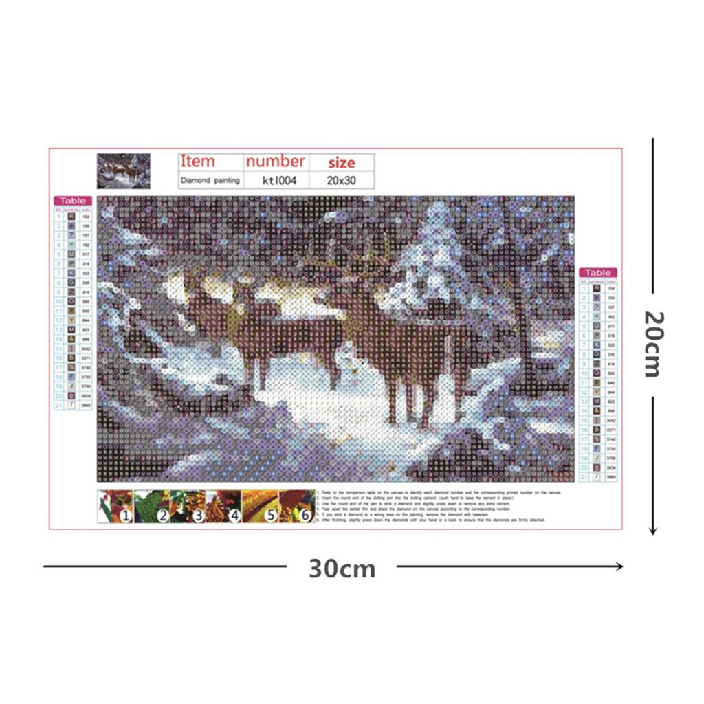 DIY Diamond Painting Kit by Number Full Drill Round Beads Wall Picture-Reindeer