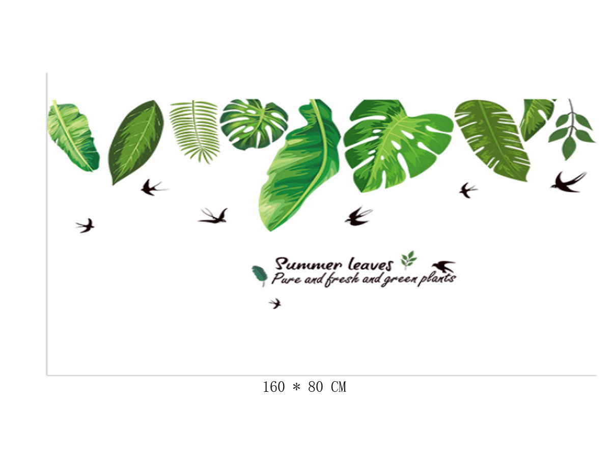 decal dán tường lá nhiệt đới chim summer leaves xl8362