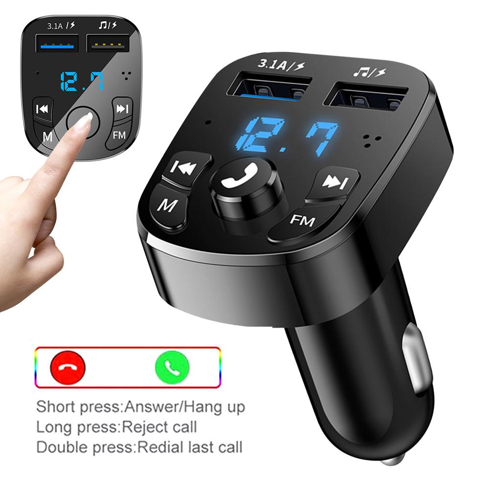 Bộ sạc ô tô Handsfree FM Trình phát Bluetooth 5.0 Bộ dụng cụ không dây Bộ điều chỉnh MP3 Máy phát âm thanh 2 Bộ sạc nhanh USB