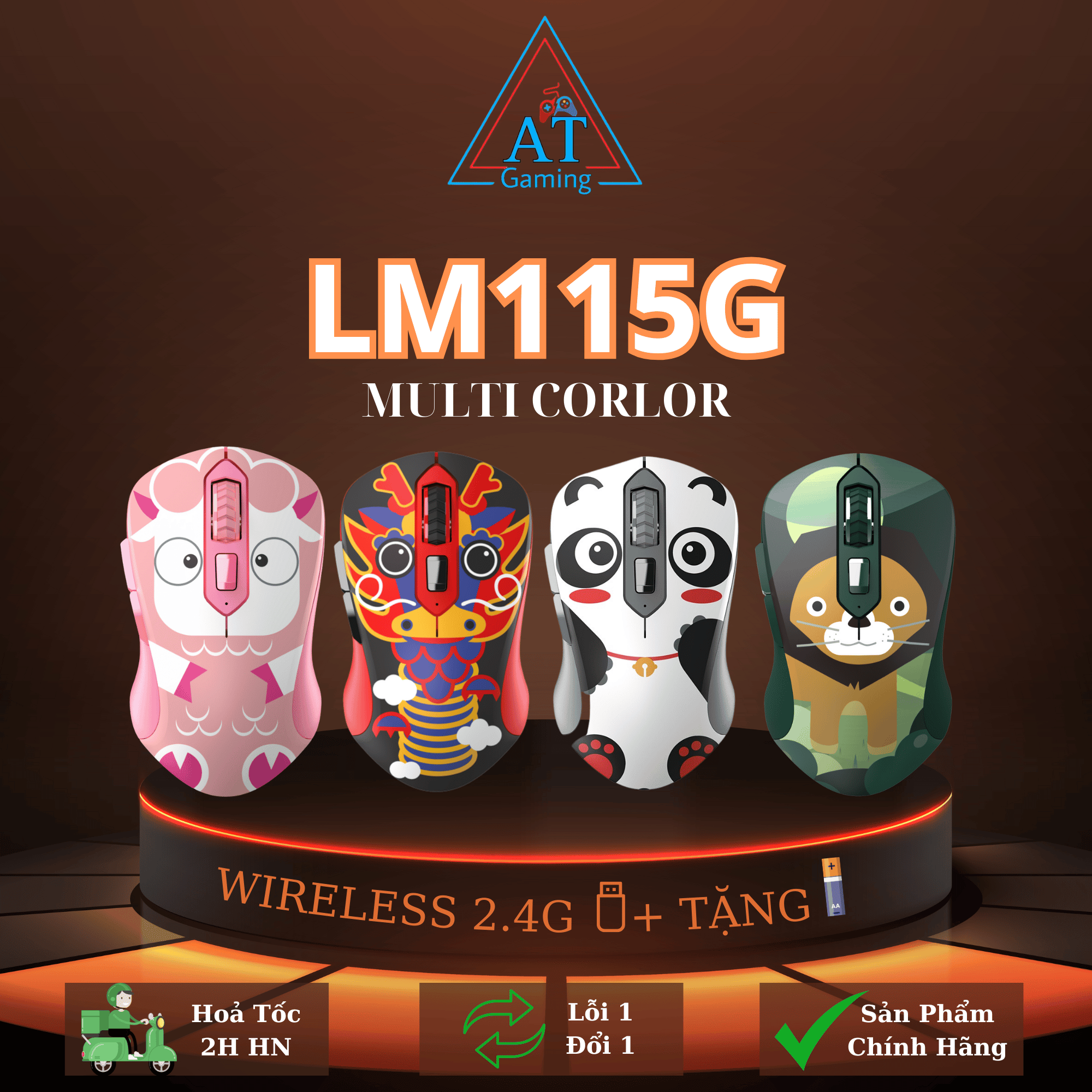 Chuột Không Dây Dareu Lm115G Multi - Color - Hàng Chính Hãng - Lion