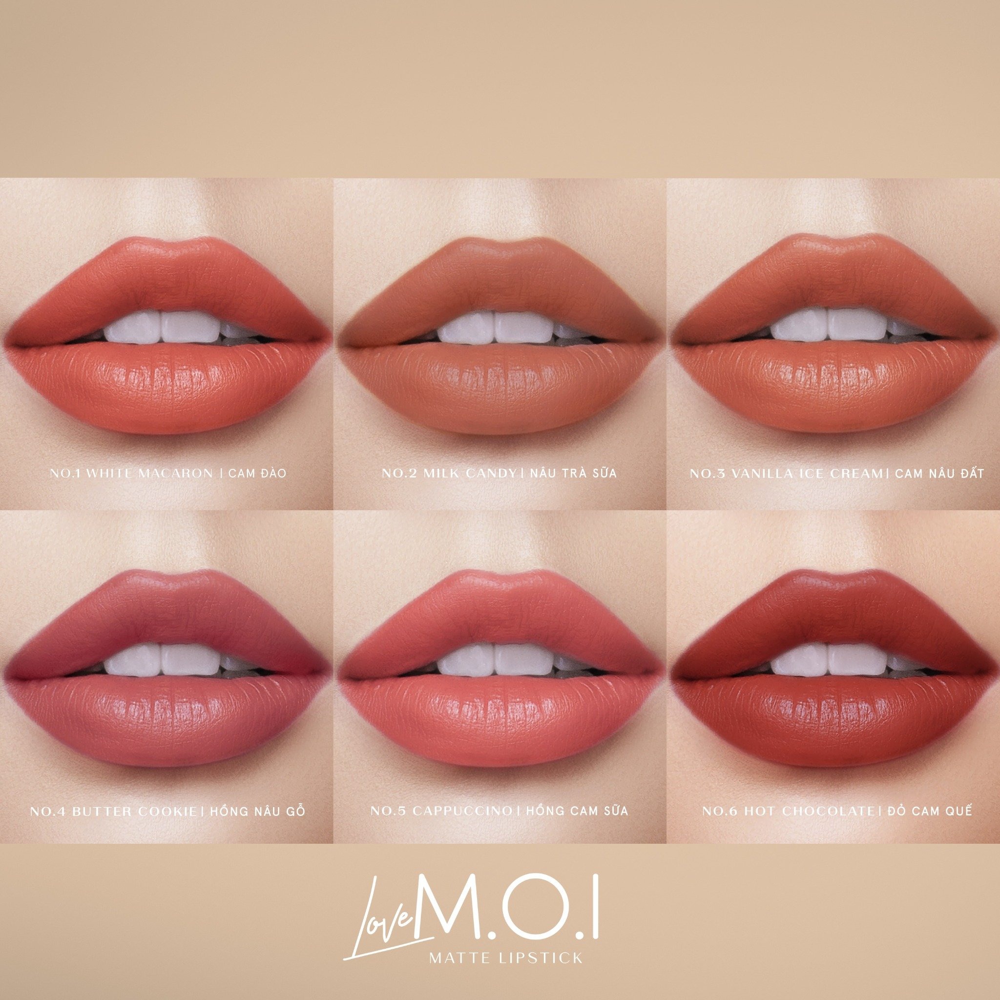 Set 6 Son Môi M.O.I Hồ Ngọc Hà Son Thỏi Lì M.O.I CAO CẤP 2023
