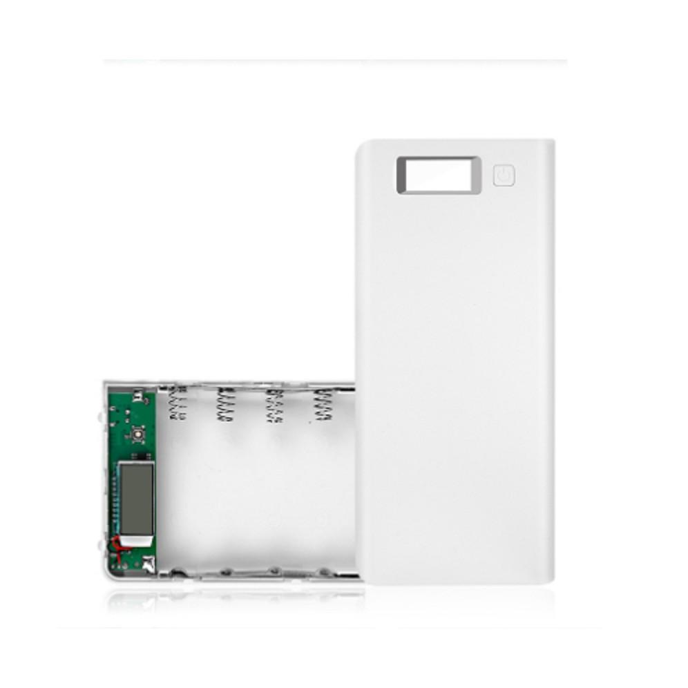 Box sạc dự phòng 8 18650 VER.2019 màn hình LCD không pin MÀU TRẮNG