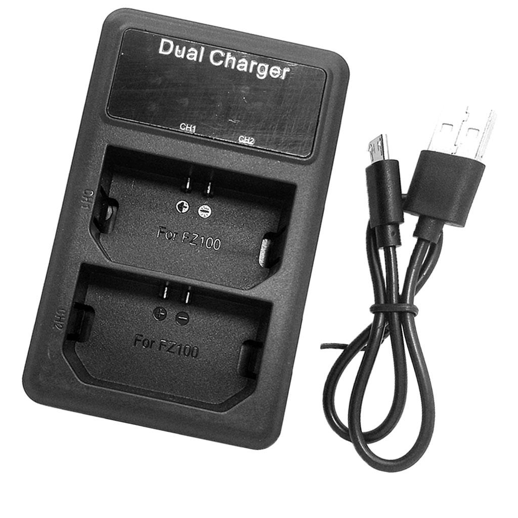 LCD Display Battery Charger Charging Stand with USB Port for  NP-FZ100
