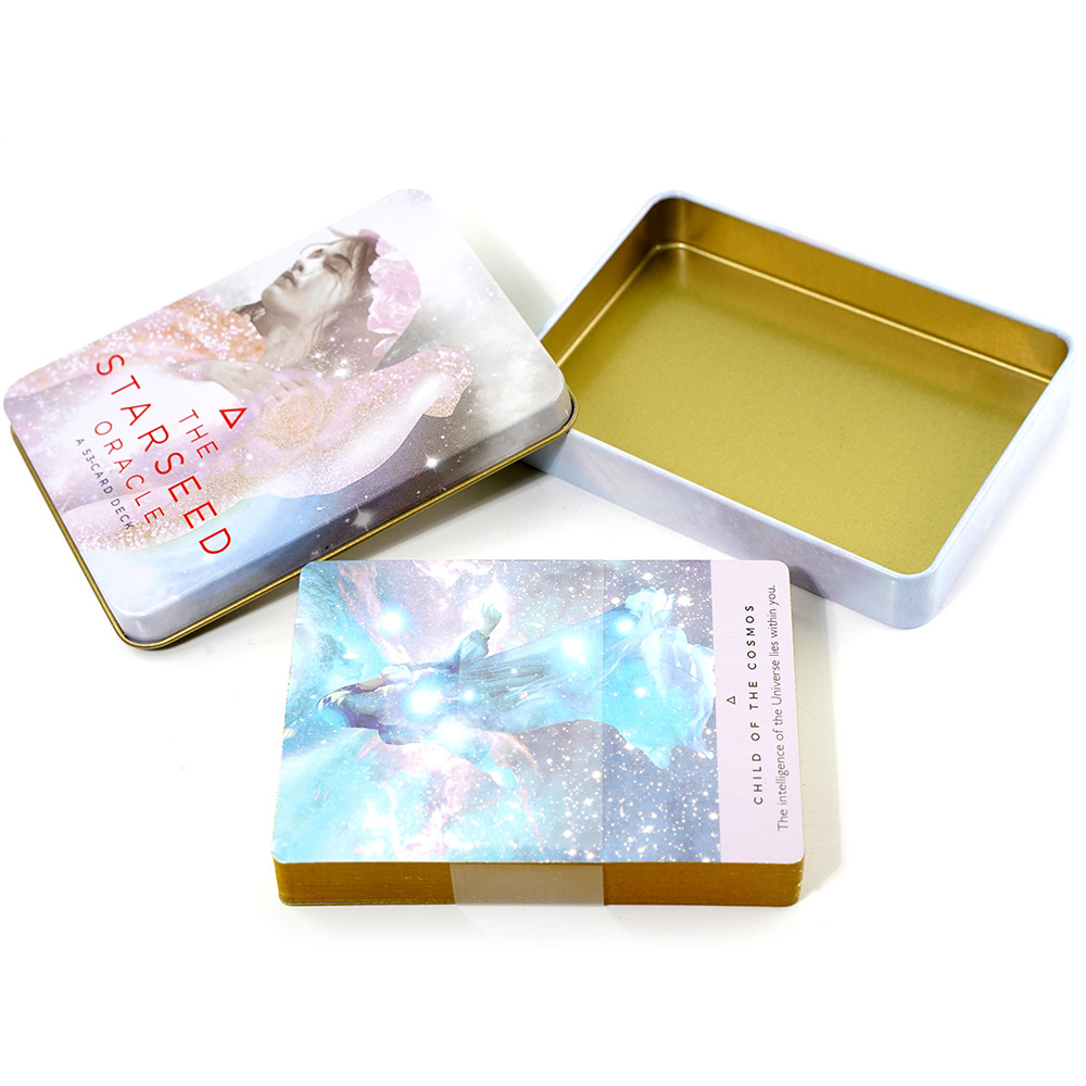 Bộ Bài Starseed Oracle Hộp Thiếc Mạ Cạnh Vàng 53 Lá